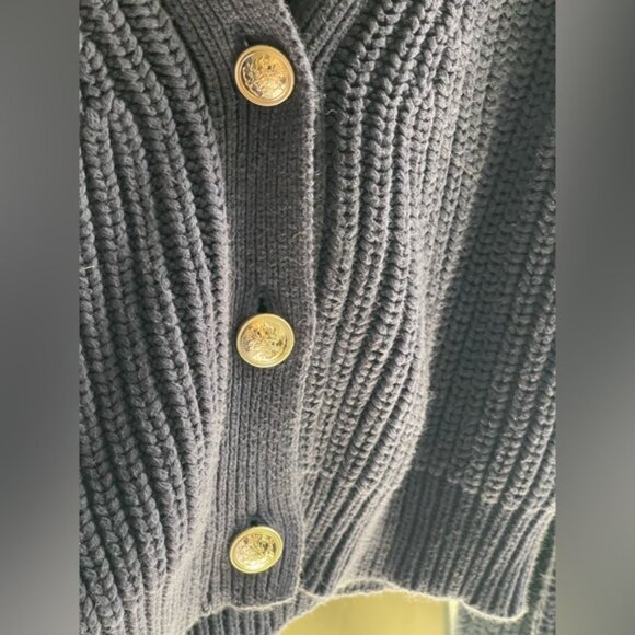 Derek Lam 10 Crosby x RTR Navy Blue Braided Cardigan Sweater with Gold Buttons - Picture 8 of 12